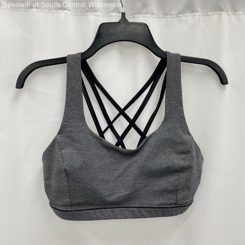 Wmns LULULEMON Gray Heather Free To Be Strappy Racerback Athletic Sports Bra 8