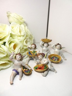 5er Set antike Volkstedt deutsche Porzellan Putten Cherubs Figuren