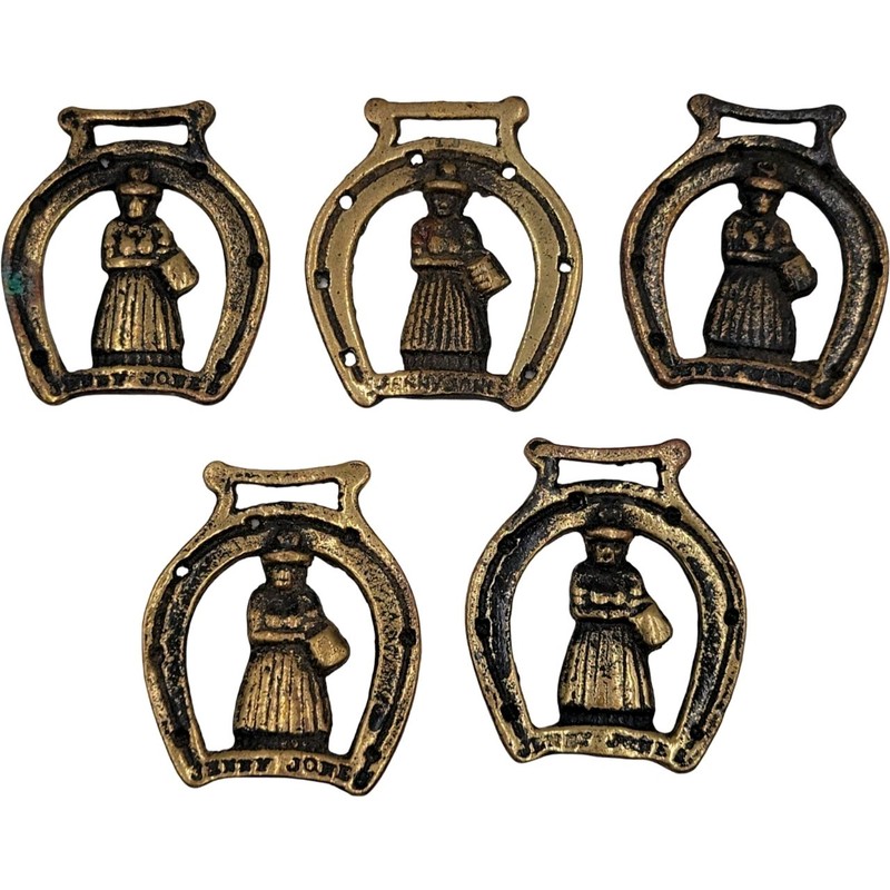 Vintage Brass Jenny Jones Horse Medallion Bridle Harness Ornament Lot 5 England