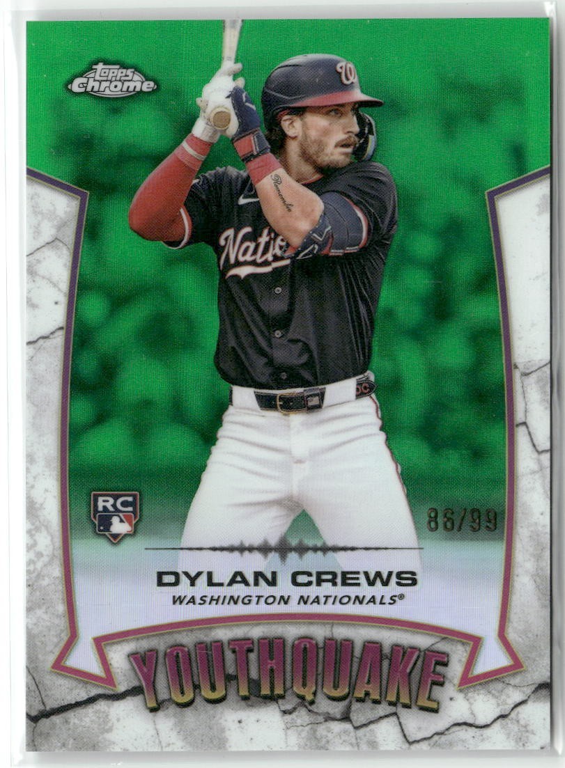 2025 TOPPS CHROME DYLAN CREWS YOUTHQUAKE ROOKIE GREEN REFRACTOR RC /99 #YQ-50