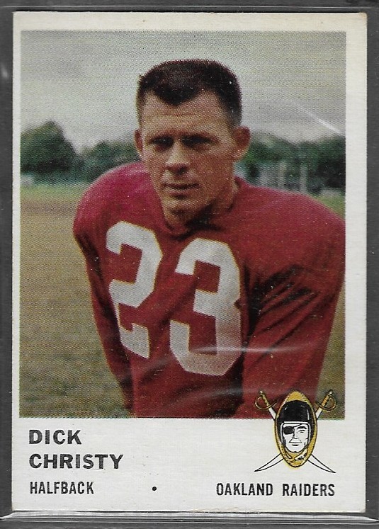 Dick Christy #190 Football Cards 1961 Fleer trading card — raw and PSA graded price guide