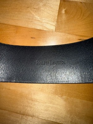 Ralph Lauren Black Leather Equestrian Double Buckle Wide 