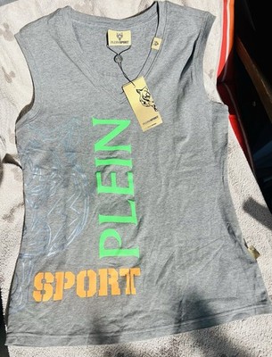 Philip Plein Sport - Damen T-Shirt Gr. L/ armlos / Grau NEU