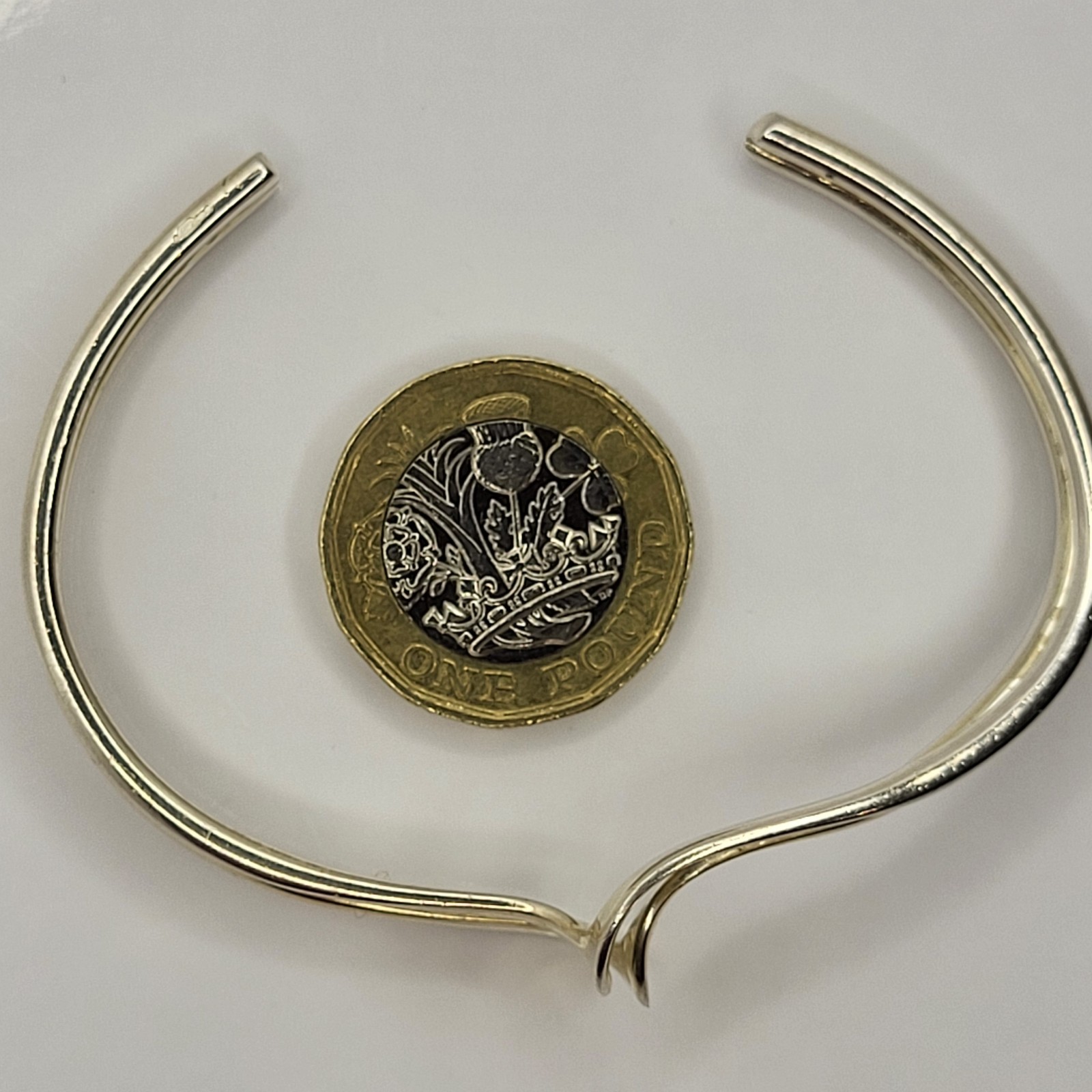 Solid Sterling Silver Double Wave Cuff Bangle Hal… - image 10