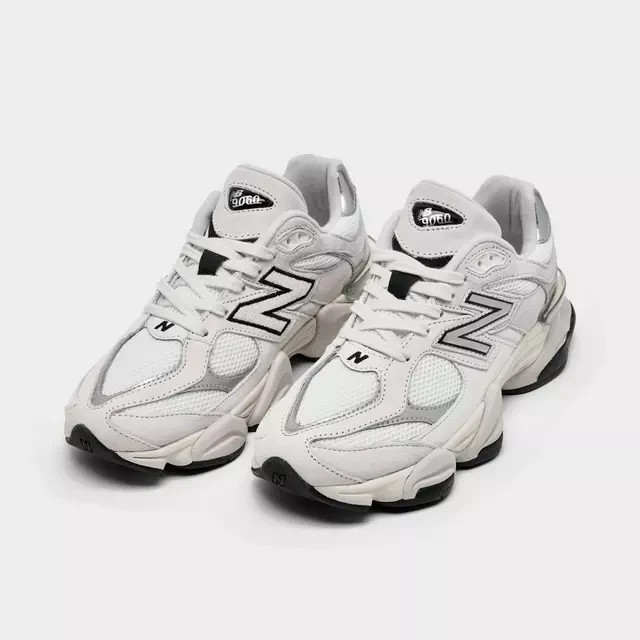 Women's New Balance 9060 Shoes - White Black Silver Metallic