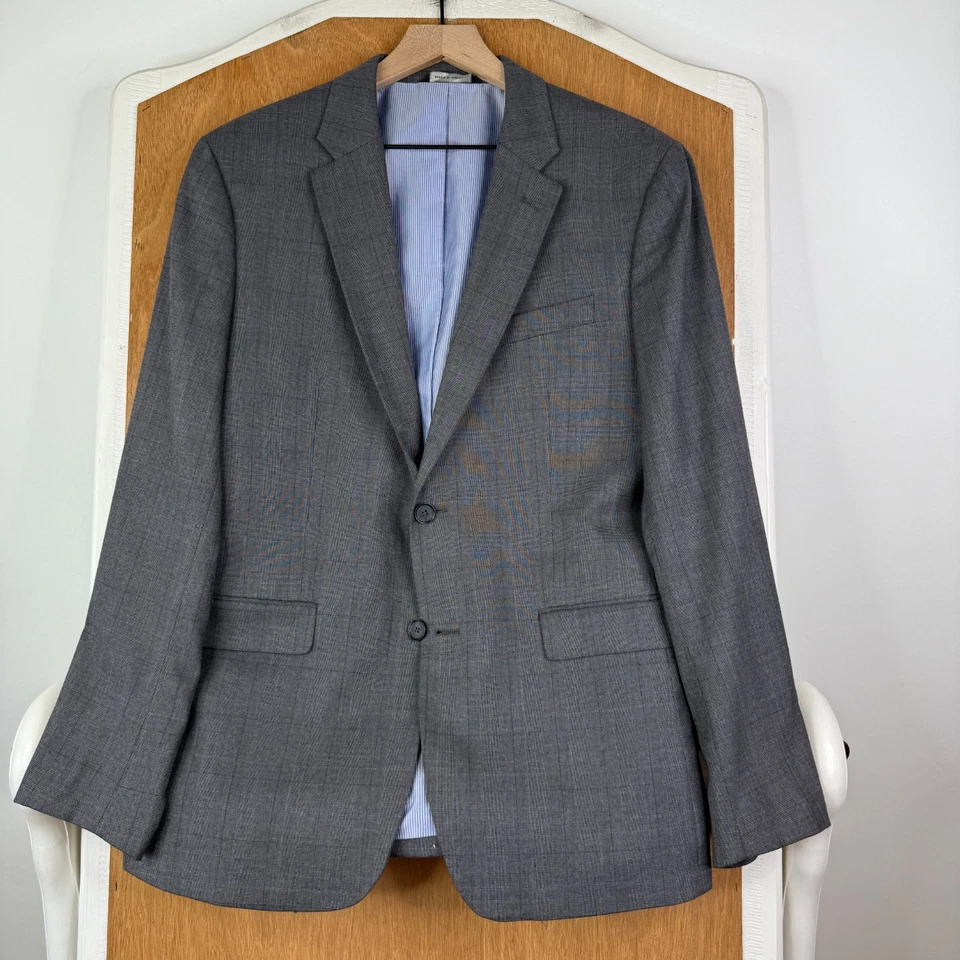 Banana Republic Suit Mens 40R Gray Glen Check 2 Button Sport Fabric Standard Fit - Image 2 of 4