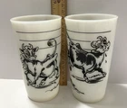2 Vintage 1950s BORDEN Dairy ELSIE the COW Milk Glass Tumblers