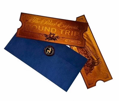 Billet doré Pôle Express Golden Ticket Polar Express Cadeau train Noël Collector - Photo 1/4