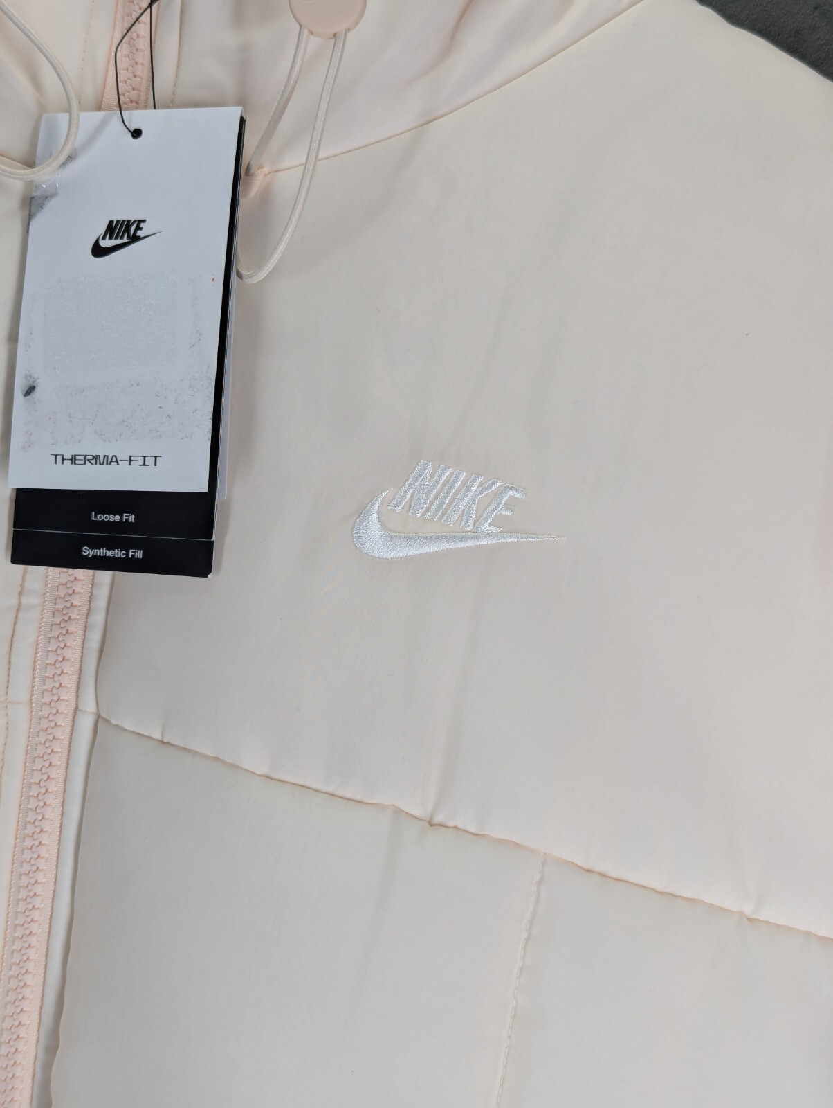 SACAI X NIKE Nike Giacca Parka Lungo Donna Therma Fit con Cappuccio Puffa Crema Rosa Taglia Media