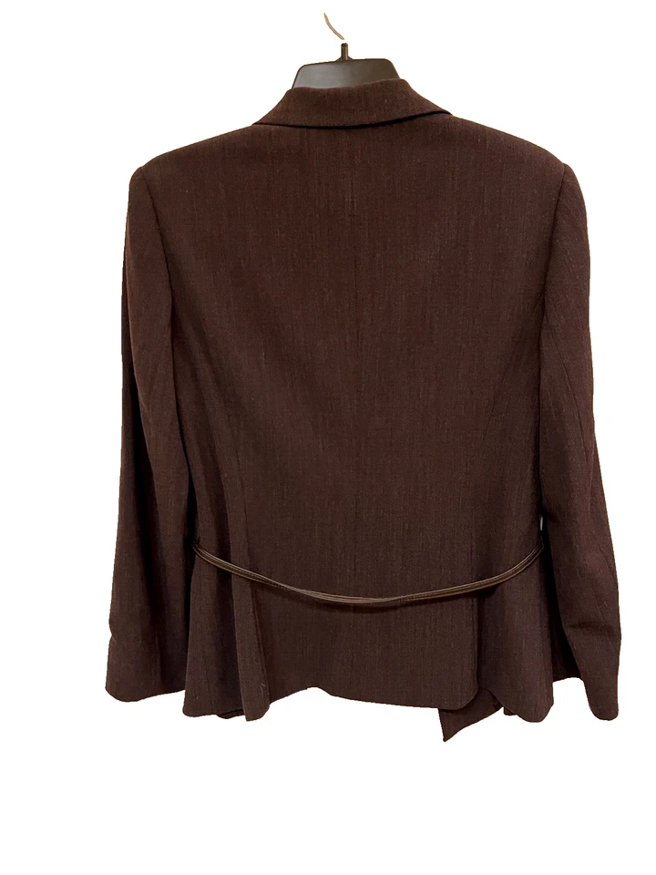 FINITY коричневый женщин BLAZER скрытый кнопка застежки с подкладкой подпоясанный сделано в США sz 12 - Изображение 4 из 4