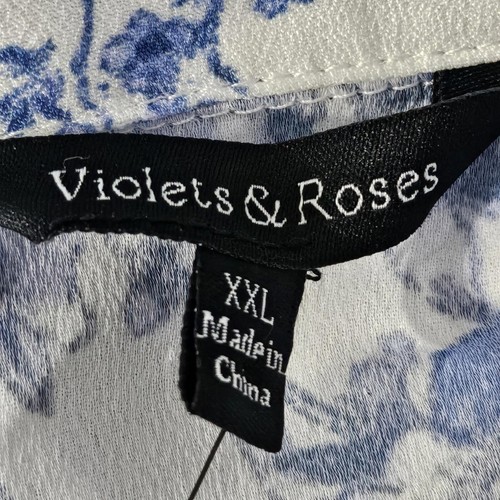 Violets & Roses Oprah Floral Wrap Peplum Top Short Sleeves Size XXL - Picture 5 of 7