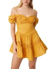 NWT Misa Los Angeles Rubina Mini Dress Marigold Off-Shoulder Size  M