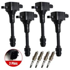 Set of 4 Ignition Coil & Spark Plug 224488H311 For Nissan Altima L4 2.5L 2002-06