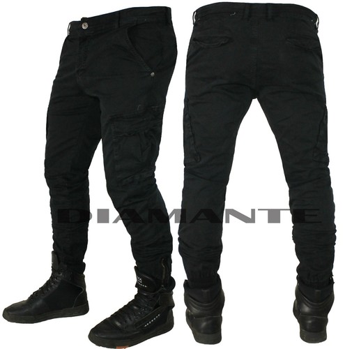 Pantaloni uomo Cargo tasconi laterali multitasche casual slim elasticizzati 584 - Imagen 13 de 13