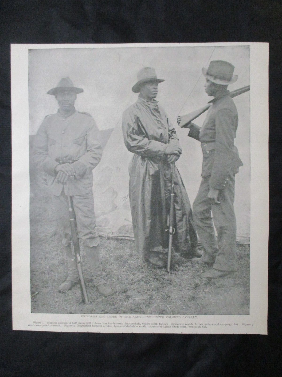 1899 Spanish American War Print Uniforms of Unmounted Colored Cavalry