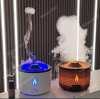 360ml Volcano Flame Aroma Öl Diffusor Quallen Rauch Ring Luftbefeuchter