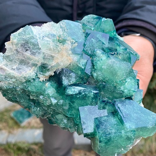 2.64LB natural super beautiful green fluorite crystal ore standard sample - Picture 10 of 10