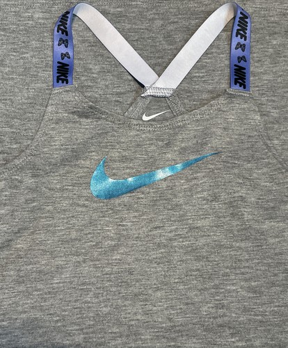 NIKE Girls Heather Grey V-Back Athletic Dress With Color Changing graphic Sz 6X - Picture 2 of 5