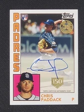 2019 Topps Update Series 1984 ROOKIE AUTO #84A-CP Chris Paddack /150