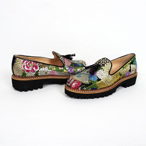 Jon Josef Spain Gogo Japan Penny Loafers Shoes Womens 9 39 Brocade Shiny Tassels