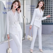 Women Business Office Suits Host Formal Wear Irregular Blazer Career Uniform