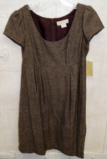 C15 MICHAEL Michael Kors NWT $179.50 DRESS 8 Brown & Beige Tweed 100% Wool