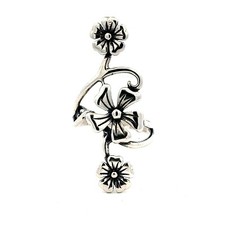 Sterling Silver Three Flower Ring Size 7 1/2 x 1 5/8 Inch