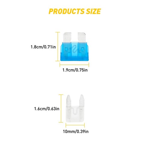 220pcs Mini Standard Blade Fuse Assortment Auto Car Truck Fuses Kit ATC / ATM US - Zdjęcie 6 z 11