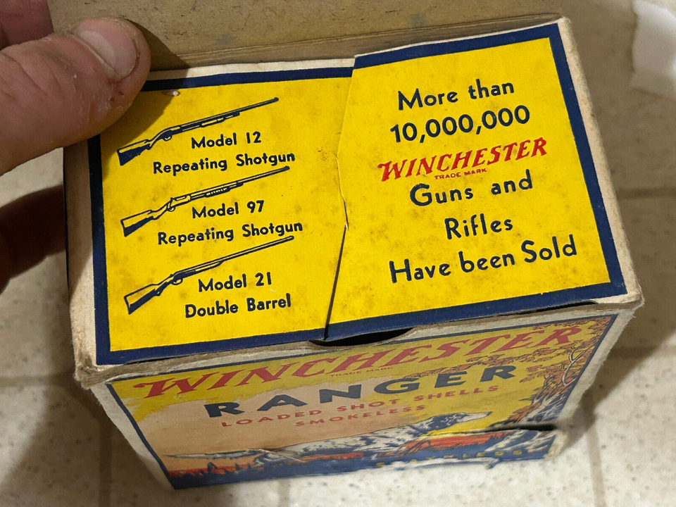 WINCHESTER RANGER DOG SHOT GUN SHELL CARTRIDGE AMMO BOX US ORIGINAL 10