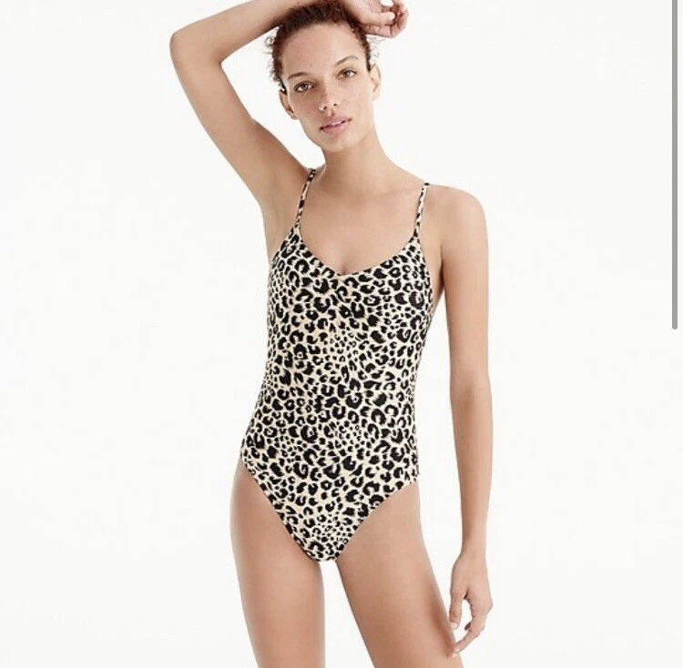 NWT J. Crew Women s Ballet One Piece Swimsuit in Leopard Size 0