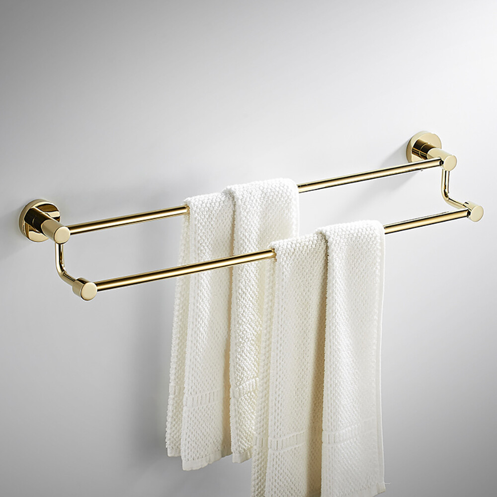 Gold Towel Rack Bathroom Accessories Wall Mount Towel Rod Hanging Pole US |  eBay