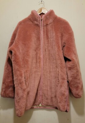 J Crew Women's Plush Zip-up Fleece Teddy Coat Grape Sz L