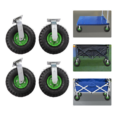 10''in Pneumatic Heavy Duty Air Tire Wheels Swivel Locking Farm Cart Caster 4Pack