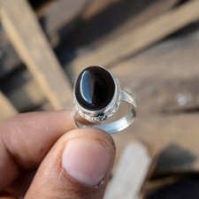 Black Onyx Gemstone 925 Sterling Silver Ring Jewelry Surprise Gift For Husband