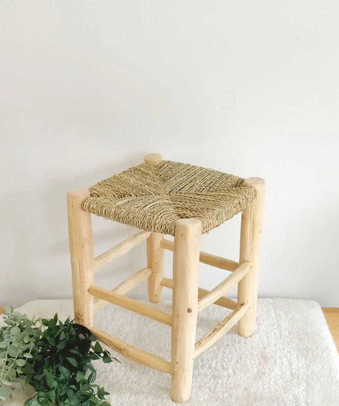 Moroccan wooden stool chair