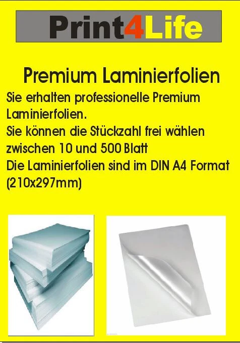 Laminierfolien DIN A4 2 x 80 mic Laminiertaschen glänzend ( 10 / 25 / 50 Stück )