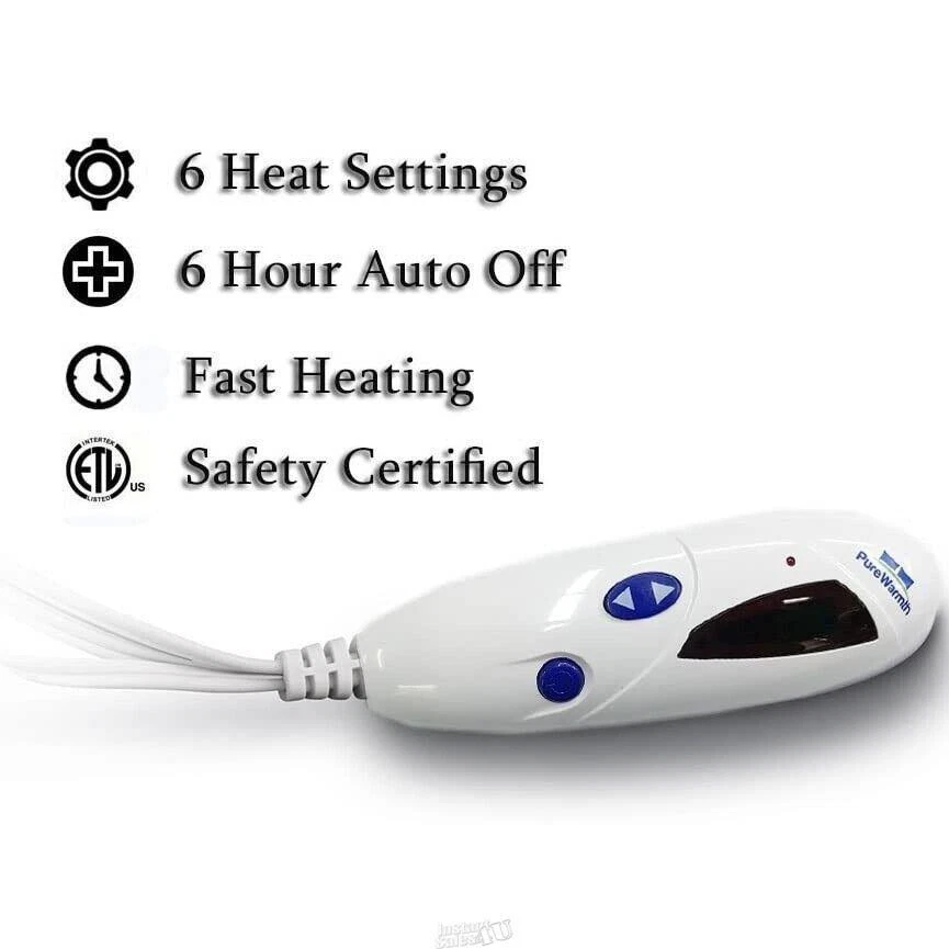 Pure Warmth Microplush Electric Heated Warming Throw Heat Blanket Grey Snowflake - Image 3 of 3