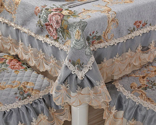 Chenille Rectangle Vintage Lace Tablecloth Events Round Dining Chair Cover - Picture 31 of 45