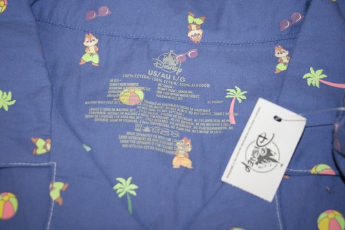 Disney Men's Collared Button-Down Short Sleeve Chip and Dale Beach Shirt L NEW - Picture 5 of 6