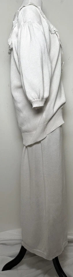 Vtg 80s Scott McClintock L Pink White Sailor Hand Loomed Knit Sweater Skirt Set - Image 3 of 4