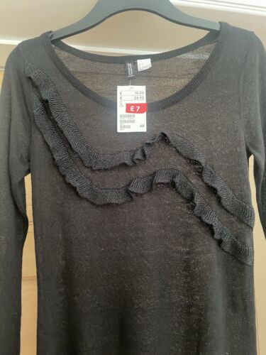 H&M Divided: Long Black Long Sleeved Top: Size EUR 32/USA 2/CAN 2 - Picture 2 of 5