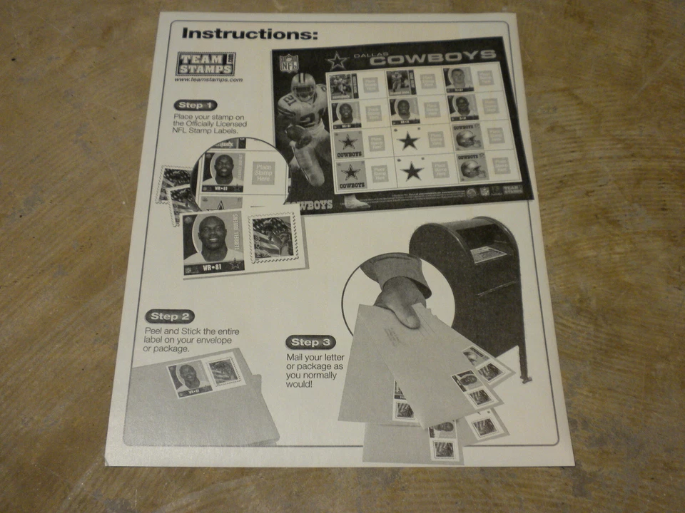 Vintage 2006 NFL Merrick Mint Dallas Cowboys Team Stamps Bledsoe - Jones - Owens - Image 2 of 4