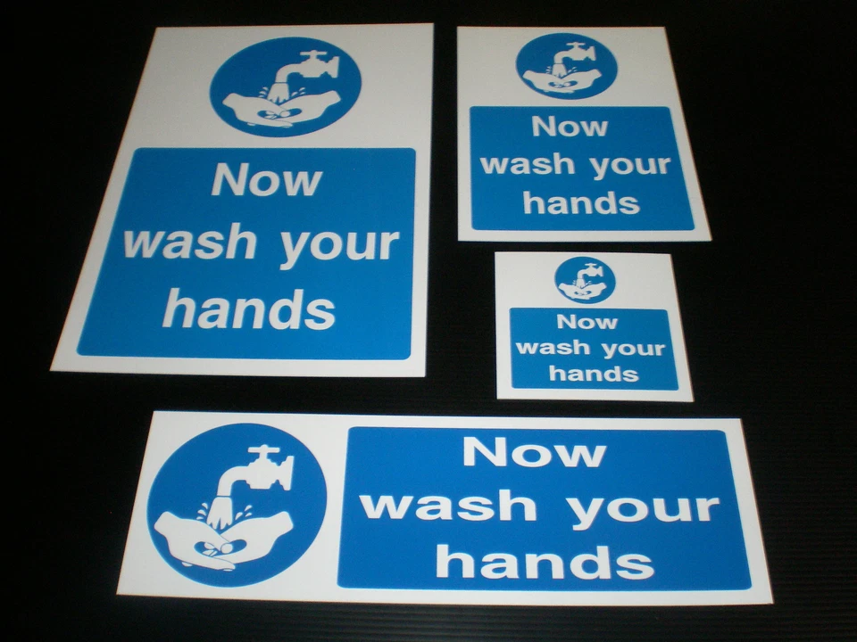 NOW WASH YOUR HANDS sign or sticker food hygiene catering cafe bar hand gel