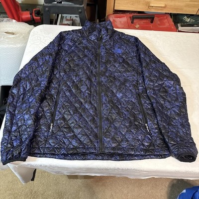 North Face ThermoBall Jacket Womens Large Purple Floral Quilted Packable Zip
