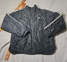 Vintage Adidas Jacket Mens Medium Black Green Fleece Lined Full Zip Active 90s