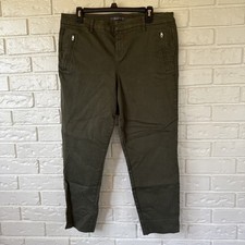 Level Women’s Jeans Army Green Size 14W Slit Ankle Zip Pockets