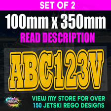 2x Jetski Rego Sticker Decals Set 100mm High Vinyl Registration-MU 
