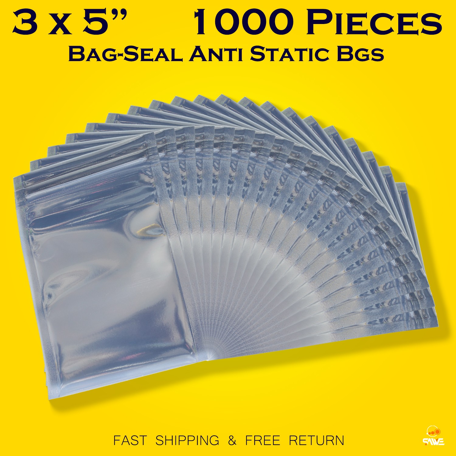 1000 x Anti Static Shielding ESD Bags 3" x 5" Zip Reclosable Seal 3 x 5