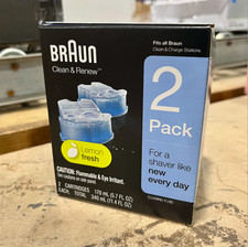 Braun Clean  Renew 2 Cartridges Lemon Fresh Cleaning Fluid Refill New  Sealed