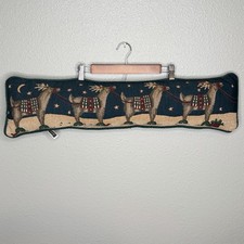 VTG Christmas Reindeer Tapestry Lumbar Pillow 29x8 Green Cabin Lodge Holiday